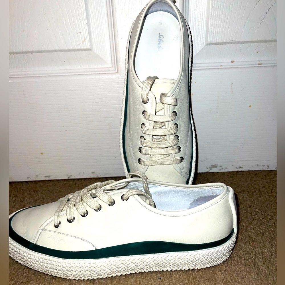 SALVOTORE FERRAGAMO MEN’S WHITE SNEAKERS